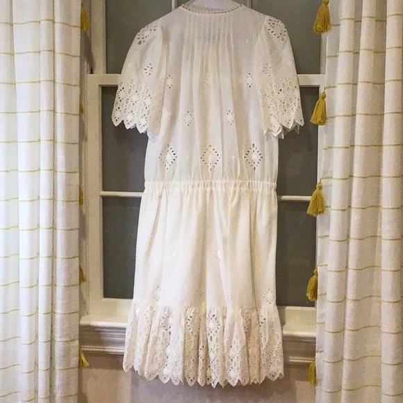 Boden White Cotton Dress, Size Large. - Picture 5 of 5